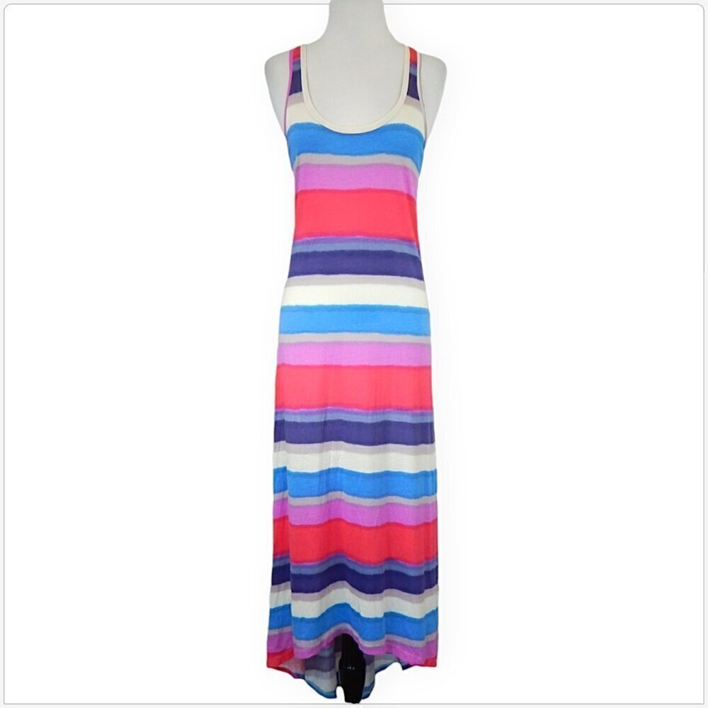 Splendid Long High Low Colorful Stripe Racerback Maxi Summer Dress NEW NWOT XS